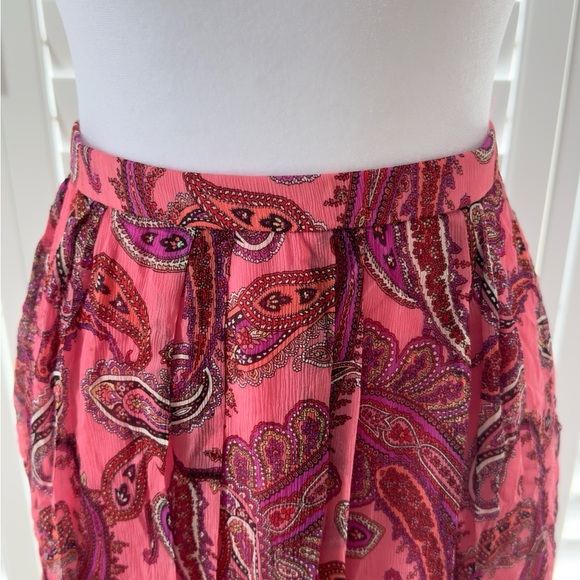 J Crew Pink Paisley Silk Midi Skirt size 12 - Picture 3 of 8